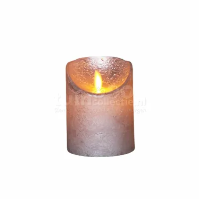 LED Kaars Wax Zilver 10cm