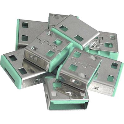 LINDY USB-A-poortslot USB-Lock Set van 10 stuks Groen Zonder sleutel 40461