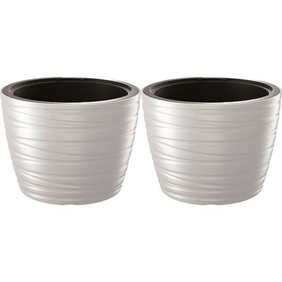 Plantenpot/bloempot Amazing - 2x - buiten/binnen - kunststof - wit - D47 x H52 cm
