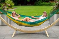 Hangmat met Standaard Tweepersoons 'Wood & Mexico' Tropical - Groen - Mexicaans - 180 kg - Tropilex Hangmat met Standaard Tweepersoons 'Wood & Mexico' Tropical - Groen - Mexicaans - 180 kg - Tropilex