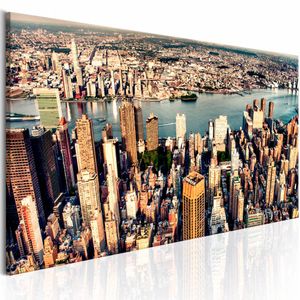 Schilderij - Panorama van New York , multi kleur