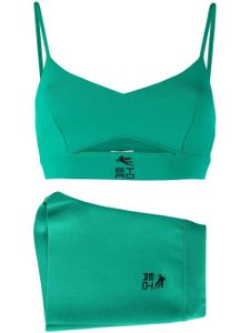 ETRO ensemble short-brassière en maille fine à logo brodé - Vert