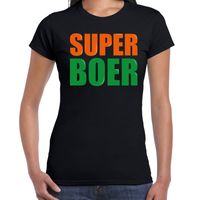 Super boer fun tekst t-shirt zwart dames - thumbnail