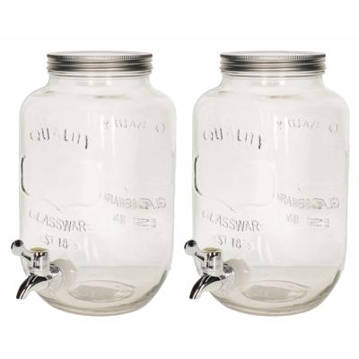 Drankdispenser - 2x - 3 liter - limonadetap - glas - 14,1 x 26,3 cm