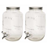 Drankdispenser - 2x - 3 liter - limonadetap - glas - 14,1 x 26,3 cm