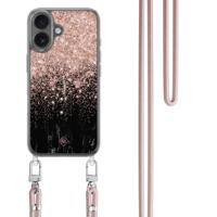 iPhone 17 hoesje met rosegoud koord - Marmer twist