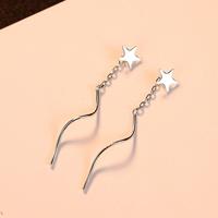 Vrouwen Pentagram oorbellen sterretjes en 925 Sterling zilveren ster Stud Dangle ketting Earrings(White)