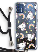 Rainbow Unicorn: Motorola Moto G9 Plus Transparant Hoesje met koord - thumbnail