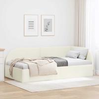 Hoekbedframe met hoofdeinde Crme 90 x 200 cm Fluweel