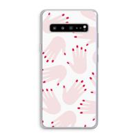 Hands pink: Samsung Galaxy S10 5G Transparant Hoesje