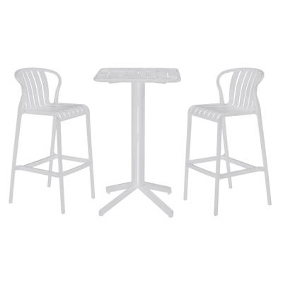Tafel met twee stoelen Home ESPRIT Wit Metaal Polypropyleen 60 x 60 x 102 cm
