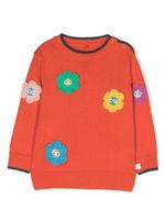 Stella McCartney Kids pull en coton à appliqués fleurs - Orange