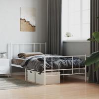 Bedframe met hoofd- en voeteneinde metaal wit 100x190 cm