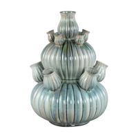 Nolou Turquoise keramische tulpvaas geribbeld rond L