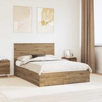Bedframe met hoofdeinde Artisan Eiken 135 x 190 cm Bewerkt hout