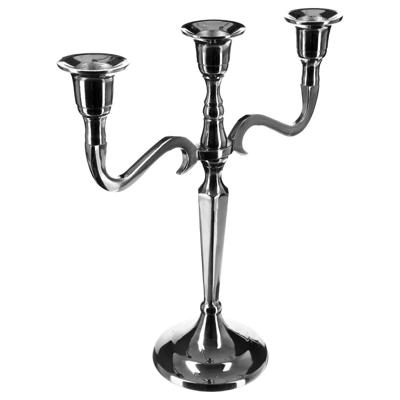 Atmosphera kaarsen kandelaar Baroque - met 3 armen - metaal - dinerkaarsen - zilver - 22 x 27 cm