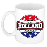 Holland landen thema koffiemok - keramiek - 300 ml - supporters beker - Cadeau - wit