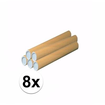 Poster koker van karton - 8x - 330 x 40 mm - Bruin - Verzendkokers - Voor A4 formaat papier