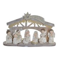 Kerststal voor kinderen - met beeldjes - 17 x 5 x 11 cm - polyresin - kinderkamer