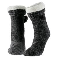 Apollo Huissloffen - dames - gebreid - slofsokken - antraciet - one size maat 36/41 - fleece Apollo Huissloffen - dames - gebreid - slofsokken - antraciet - one size maat 36/41 - fleece