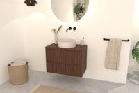 Walnuss-Badmöbel Nila 80 cm - Riffel-Front mit Softclose-Schubladen