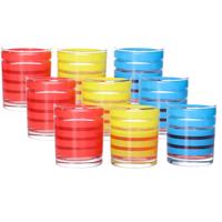 Drinkglazen Colorama - 9x - rood/geel/blauw - glas - 280 ml - gekleurd mix