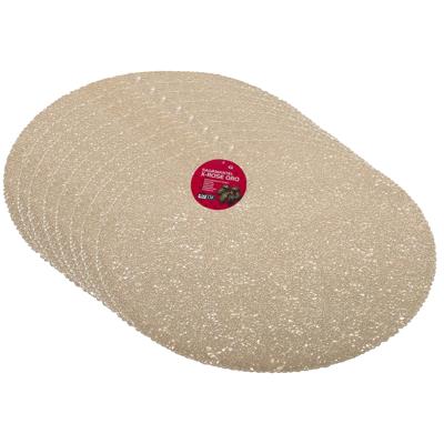 Placemat - Set van 8x stuks - goud - dia 40 cm - rond - kunststof - onderlegger - kerstdiner/diner p