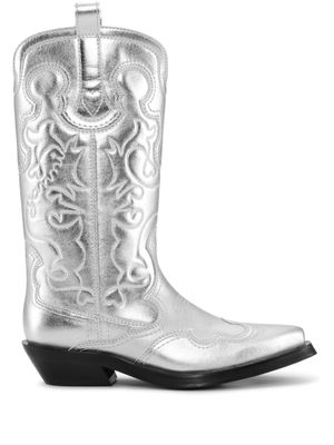 GANNI bottes d'inspiration western 40 mm - Argent