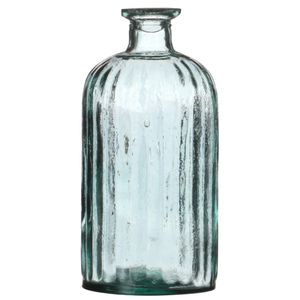 Bloemenvaas Stripes - helder transparant - gerecycled glas - D10 x H20 cm - Fles vazen