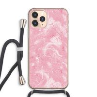 Abstract Painting Pink: iPhone 11 Pro Max Transparant Hoesje met koord