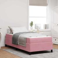 Bedframe met matras Roze en wit 90 x 200 cm Fluweel