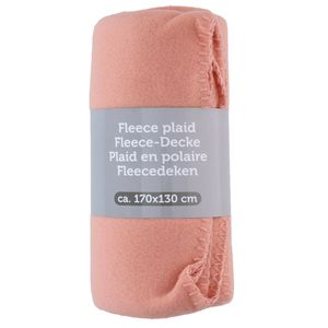 Polyester fleece deken/dekentje/plaid 170 x 130 cm zalm roze   -