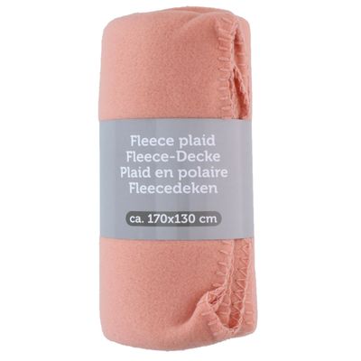 Polyester fleece deken/dekentje/plaid 170 x 130 cm zalm roze