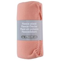 Polyester fleece deken/dekentje/plaid 170 x 130 cm zalm roze   - - thumbnail