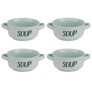 Soepkom van aardewerk - 12x - groen - Dia 13,5 cm - 470 ml - Servies - Soepkommen
