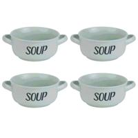 Soepkom van aardewerk - 12x - groen - Dia 13,5 cm - 470 ml - Servies - Soepkommen