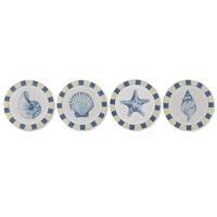 Wanddecoratie Home ESPRIT Blauw Wit Mediterrane 30 x 3 x 30 cm (4 Stuks)