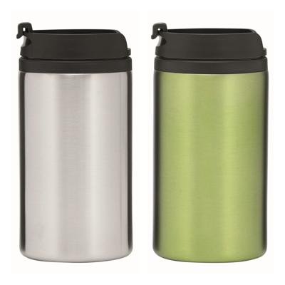 Set van 2x Thermosbekers - warmhoud bekers - zilver en groen - 290 ml - Isolerende drinkbekers Set van 2x Thermosbekers - warmhoud bekers - zilver en groen - 290 ml - Isolerende drinkbekers