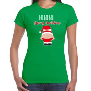 Fout kersttrui t-shirt voor dames - Kerstman - groen - Merry Christmas