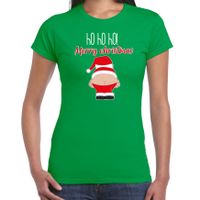 Fout kersttrui t-shirt voor dames - Kerstman - groen - Merry Christmas - thumbnail