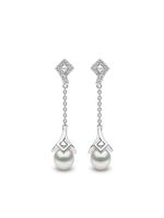 Yoko London boucles d'oreilles pendantes Trend en or blanc 18ct ornées de diamants et de perles - Argent - thumbnail