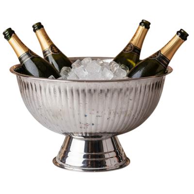 Excellent Houseware Champagnekoeler - op voet - zilver - rvs - 40 x 24 cm