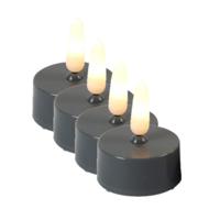 Countryfield LED theelichtjes/waxinelichtjes - 4x st - grijs - met timer - warm wit