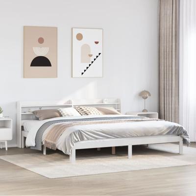 Bedframe met hoofdeinde zonder matras 180x200 cm wit