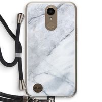 Witte marmer: LG K10 (2017) Transparant Hoesje met koord