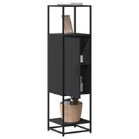 Hoge kast 35,5x35x139 cm bewerkt hout en metaal zwart Hoge kast 35,5x35x139 cm bewerkt hout en metaal zwart