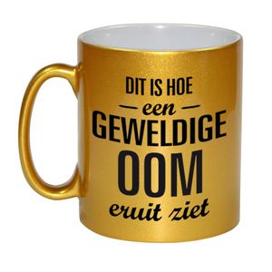 Gouden geweldige oom cadeau koffiemok / theebeker 330 ml