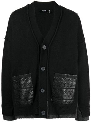 FIVE CM cardigan en coton à broderies - Noir