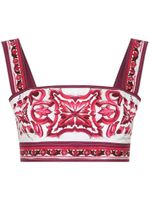 Dolce & Gabbana haut crop à imprimé Majolica - Rouge