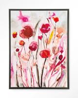 Urban Cotton Wandkleed 'Spring Flowers' 110 x 145cm in Floating Frame - black